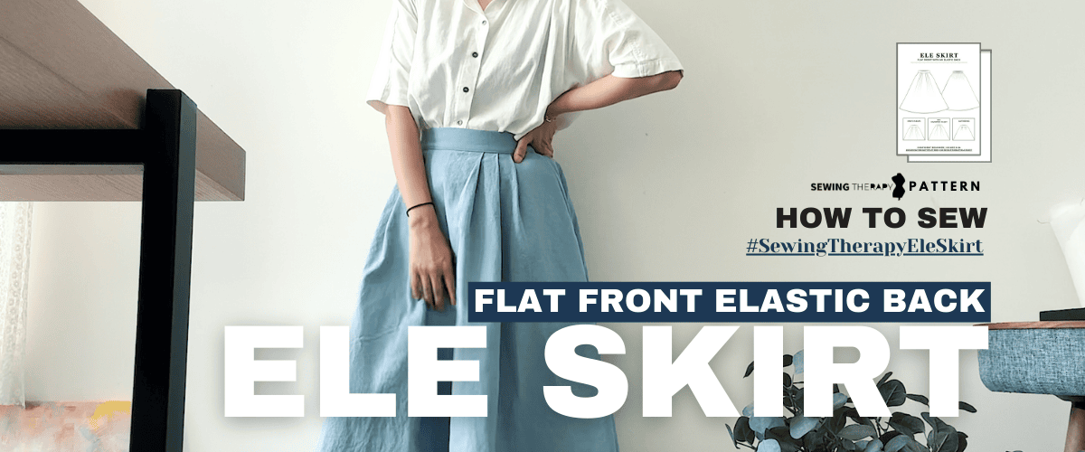 Effortless Classic Pleated Skirt – Flat Front, Elastic Back | Sewing Therapy PDF Pattern